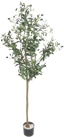 HELEVIA Olive Tree simulé, Olive Arbre Artificiel, Plantes Artificielles Intérieures, Apparence Réaliste, pour Le Salon du Bureau à Domicile Décor en Plein Air (150 cm)