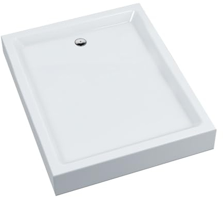 Sellon24 Duschkar | Duschkar | Med stödfötter | sanitetskrylic | Antibakteriell | Hartsförstärkt | Golvmontering | Vit | Rektangulär | 80 x 120 | Höjd 16 cm
