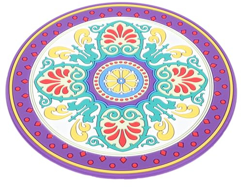 Anneome Tapis Coussin pour Bol Sonore en Pvc Pourpre Motif Floral, Résistant à L'usure, Décoratif, Contemplation Bols Chantants en Cristal