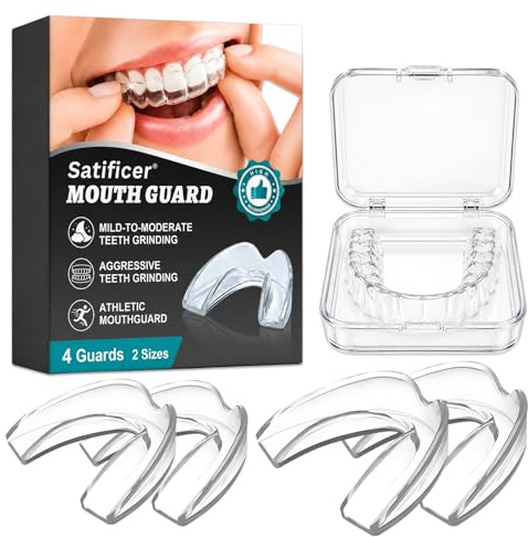 4 Piezas Gouttière Anti Ronflement, Protector Bucal Transparente Anti Ronquidos, Gouttière Dentaire de Nuit, Ayuda a Prevenir Ronquidos, Reutilizable, Ajuste Cómodo, Para un Uso Diario Sencillo