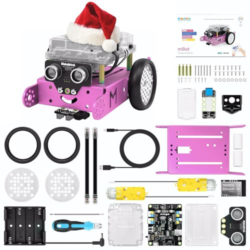 Makeblock mBot Robot Car STEM Spielzeug Roboter Kinder Programmierbares Roboticset Geschenke für Kinder Roboter Programmierbar mit Scratch/Arduino, Programmieren Lernen mit APP Steuerung, Rosa