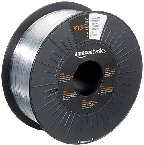 Amazon Basics 3D-Drucker-Filament aus PETG-Kunststoff, 1.75 mm, durchscheinend, 1-kg-Spule