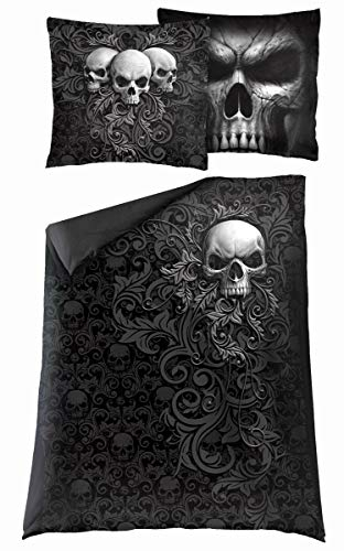 Spiral - Skull Scroll - Einzel-Bettdeckenbezug + Kissenbezüge in UK- und EU-Größe