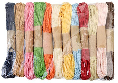 Exceart 12 Rollen Bast Papierschnüre Bast Schnur für DIY Handwerk Scrapbooking Kunstprojekt 10M (Farbe Mischen)