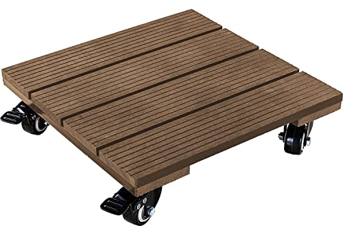 STILISTA® WPC-Pflanzenroller, belastbar bis 100 kg, witterungsbeständig, feststellbare Bremse, rund oder eckig, eckig, Holz