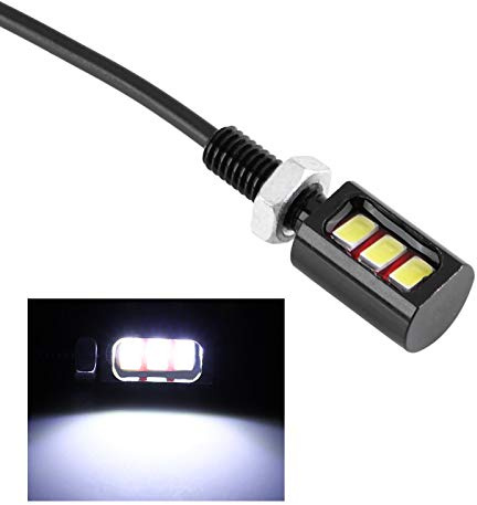 EBTOOLS para luz de placa de matrícula led para luz de placa de motocicleta para perno de luz 2x 12V 3LED universal coche motocicleta placa de matrícula tornillo lámpara de luz (blanco)