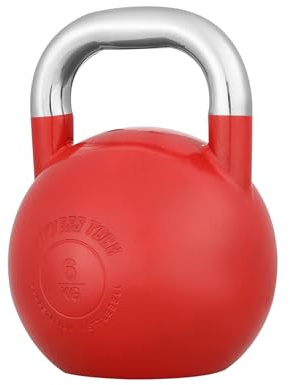 Kettlebell Competición Fitness Tech 4–32 kg – Pesa Rusa Profesional de Acero – Tamaño Uniforme – Cross Training, Fuerza y Entrenamiento Funcional (6 kg)