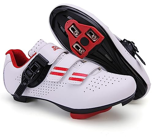 Hixingo Chaussures de Cyclisme pour Hommes, Femmes, Rayé Chaussures D'équitation sur Route et Montagne, Crampons Respirantes Semelle Dure Chaussures de Vélo