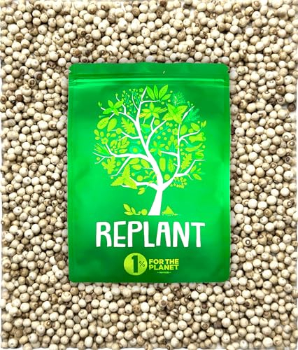 Poivre Blanc de Penja 100g • Grand Cru IGP de Penja • Poivre blanc en Grains Entiers pour Moulin à Poivre - Sachet Recharge Moulin FreshZIP REPLANT