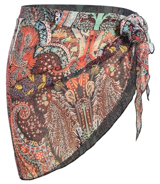 ZAFUL Boho Beach Cover Ups for Women Sarong Coverups Sheer Bikini Chiffon Wraps Skirts for Swimwear Brown