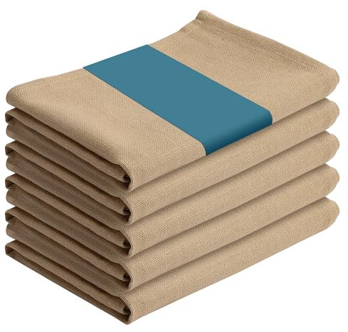 JEMIDI Strofinacci da Cucina in 100% Cotone - Set da 5 Canovacci 50 x 70 cm - Asciugapiatti Versatili - Asciugatura Rapida delle Stoviglie - Lavabili in Lavatrice - Beige