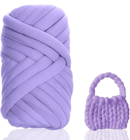 Lana para tejer con los brazos, 500 g, para tejer a mano, tamaño XXL, hilo tubular, para ganchillo, para cubierta, punto grueso, hilo suave, para mascotas, cama, sofá, roving (morado)