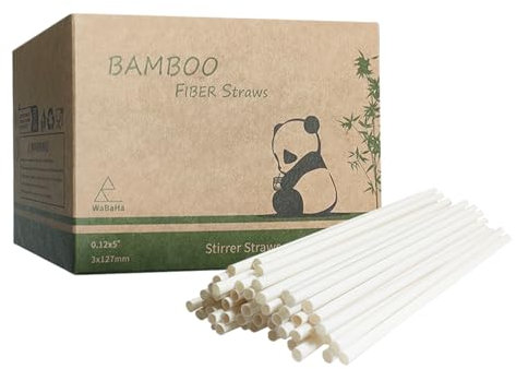 Einweg Cocktail Strohhalme 12,7 x 0,3 cm, 1000 Stück Rührstäbchen aus Bambus Natürliche Bambusfaser Trinkhalme Bulk für Zuhause, Bars und Restaurants