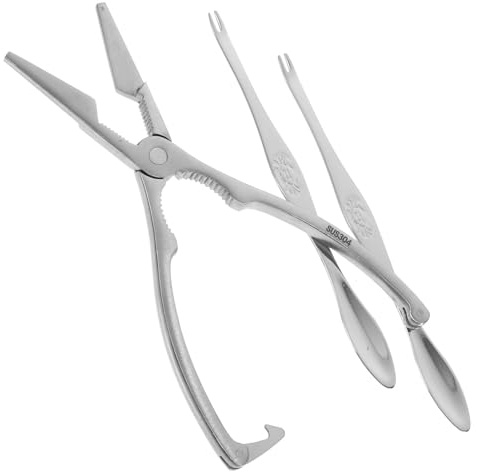 EXHUMKY Pince à Crabe en Alliage de Zinc Outils pour Manger des Fruits de Mer 3 Pièces Facile à Utiliser pour Homard et Crabe Ustensiles Cuisine