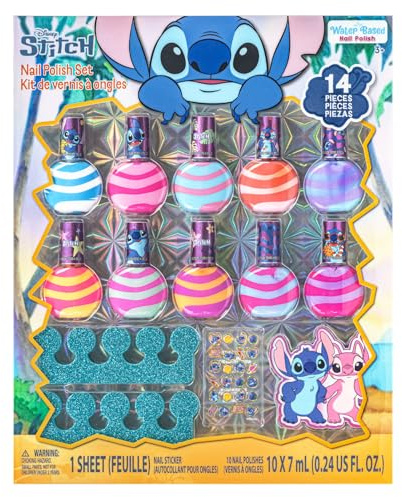 Stitch 10 PK swirl smalto per unghie Set smalto per unghie peelable a base d'acqua con colori scintillanti, scintillanti e opachi, ragazze per bambini, a partire da Townley Girl