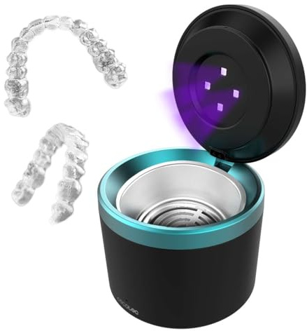Cecotec Limpiador Ultrasonido Dental para Férulas y Dentaduras ToothCare Elite Clean. Limpieza con Vibraciones Ultrasónicas, Cesta Inserción/Extracción, Luces UV, Resultados en 5min, Tanque 200ml