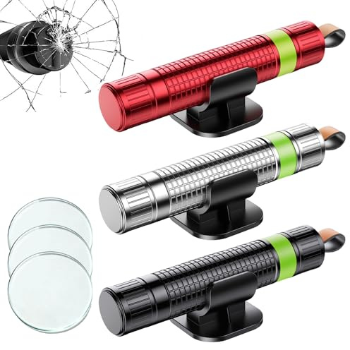 Suprbee 3pcs Rompe Cristales y Cinturones, 2 en 1 Martillo de Emergencia Coche, Martillodex de Seguridad para Coche,rompe Ventanas, Herramienta de Escape de Emergencia para automóviles