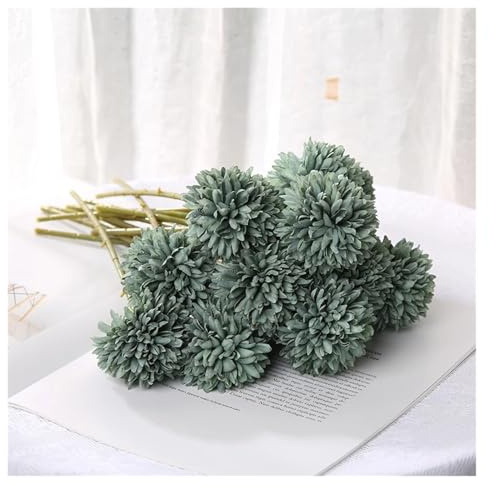 AEJHSIN Konstgjorda hortensior 5 st konstgjorda blommor hortensia bukett för hem sovrum dekoration bröllop hantverk vaser tillbehör för blomsterarrangemang (grön)