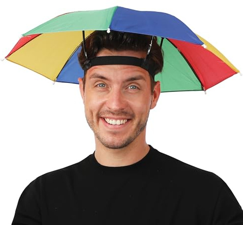 P'TIT CLOWN - 24287 - Chapeau Parapluie - Chapeau parasol - Couvre-chef Protection solaire - Pour Festivals, Concerts, Évènements Sportifs, Carnaval - Multicolore