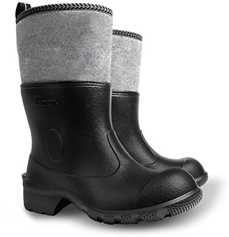 demar. Stivali in feltro BDFILCOK 39-47 stivali da campo stivali da lavoro, scarpe da lavoro, scarpe in gomma, stivali invernali, taglia, Nero , 46 EU