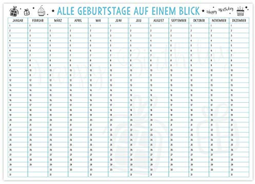 OWLBOOK Geburtstagskalender Jahresunabhängig in DIN A3 Geburtstagskalender Immerwährend Jahreskalender Familienplaner