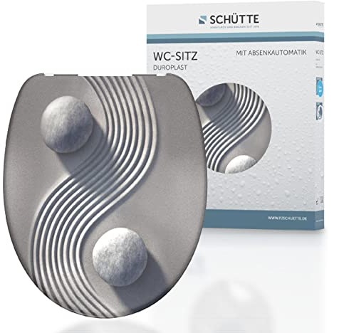 SCHÜTTE WC-Sitz Duroplast YIN & YANG, Toilettensitz mit Absenkautomatik, passend für alle handelsüblichen WC-Becken, maximale Belastung der Klobrille 175 kg, YIN & YANG 82152