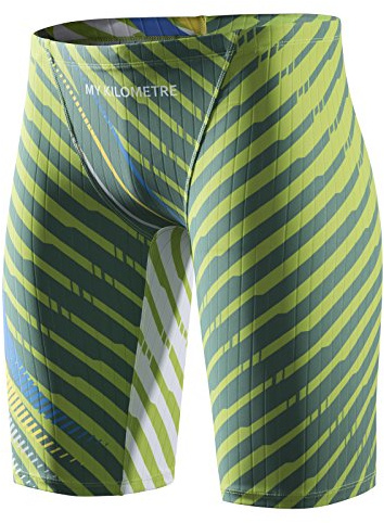 MY KILOMETRE Jammer Swimsuit Mens Solid Swim Jammers Endurance Long Racing Training Swimsuit Green-M