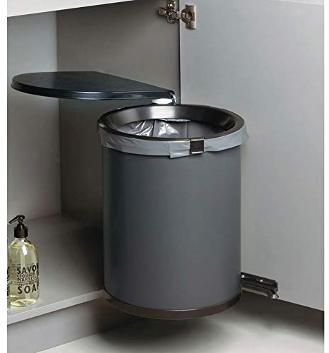 Poubelle de porte pivotante à ouverture automatique - 30 l - Amortisseur : Sans - Contenance : 30 L - Décor : Anthracite/Noir - Diamètre : 320 mm - Fixation : Droite/Gauche - Hauteur : 430 mm -