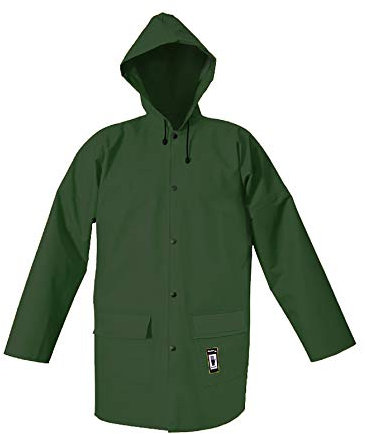 PROS 101 Regenjacke Arbeitsjacke Schutzjacke Herren Damen EN ISO 13688 EN 343 Schweißnähte Plavitex Kapuze Taschen Winddicht wasserdicht Raincoat Outdoor grün (48)