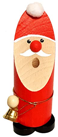 Hess Holzspielzeug 40015 - Räuchermann aus Holz, Weihnachtsmann mit Glöckchen, ca. 13 cm, Dekoration für die Advents- und Weihnachtszeit aus dem Erzgebirge