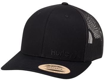 Hurley Men's Trucker Hat - Corp Snap Back Comfortable Curved Bill with Adjustable Snap Closure - Trucker Hats for Men, Size One Size, Black on Black