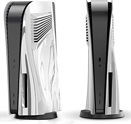 Miimall for Sony Playstation 5 Console Case Skin, Rugged ABS Electroplated Faceplate Cover for PS5 Disc Edition Shockproof Anti-Scratch Replacement Side Plates Shell for PS5 Console Accessories-Silver