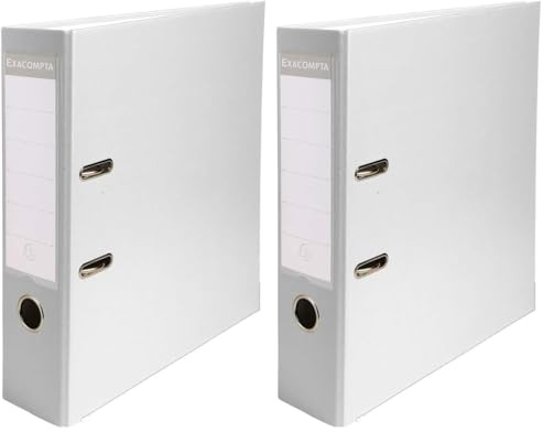 Exacompta - Réf. 918402B - 1 Classeur à levier A4 - Dos 80 mm - Mécanique 80 mm - Dimensions extérieures : 32 x 29 x 8 cm - Format à classer A4 - Coloris : Blanc (Lot de 2)