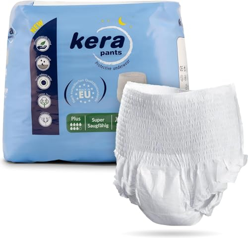 KERA® saugstarke Inkontinenz Pants für Frauen und Männer mit “Cotton-Feel” Komfort - diskrete Windeln für Erwachsene - atmungsaktive Windelhosen - 112 Stück Large
