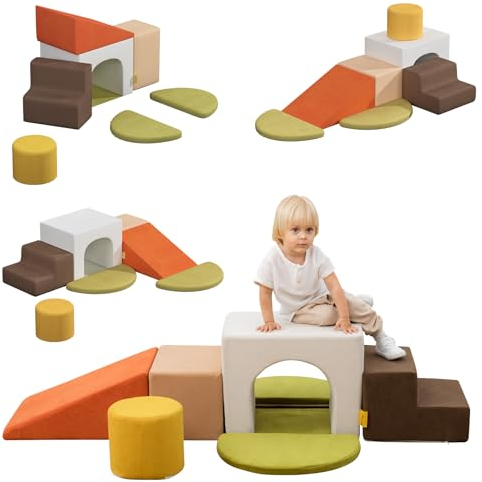 BanaSuper Kids Soft Play Set, Baby Foam Climbing Blocks, Climb and Crawl Foam Blocks, Toddler Indoor Soft Playground for Sensory Motor Skills, Montessori Activity Toys, EN71 Certified, Colourful