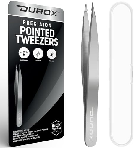 DUROX Ingrown Hair Tweezers-Pointed Tweezers for Ingrown Hair & Splinter Removal Kit, Sharp Tweezer, Sliver Remover, Fine Tips with Wider Gripping Area for Better Control, Steady Grip & Less Slipping