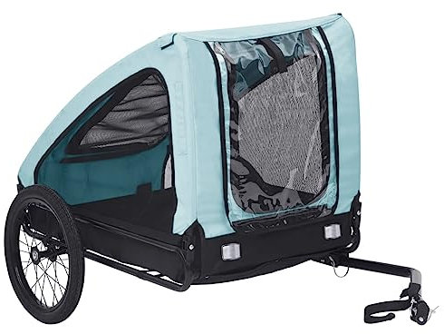 Gecheer Rimorchio da Bici per Animali Domestici Blu e Nero,Rimorchio Carrello per Bici,Carrellino Rimorchio per Cani Animali,Carrello per Bici,Rimorchio per Biciclette,L92595