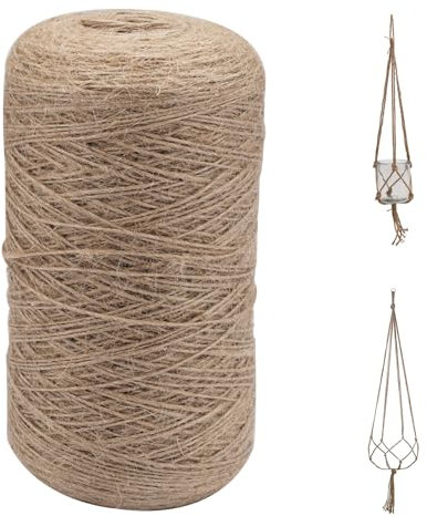 600M Cuerda de Yute,1MM Yute Twine,Cuerda de Embalaje Natural,Cuerda Manualidades Creativas DIY,Resistente al Desgarro,Rollo de Corde Yute para Decoración, Jardinería, Fotos, Envoltura de Regalos