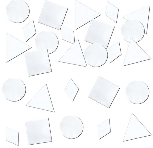 Bliceon 160 Pcs Craft Mirrors, DIY Mirror Mosaic Tiles Set in 4 Shapes (Triangles, Squares, Rounds, Rhombus) 1 Inch Glass Tiles for Disco Balls, Craft Projects & Home Decor Supplies