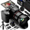 5K&64MP Digital Cameras for Photography, 16X Optical Zoom Camera with WiFi, Vlogging Camera for YouTube with 180°Flipable 3-inch Screen, Auto Focus,2 Batteries,Strap & 32GB Card (Dark Black)