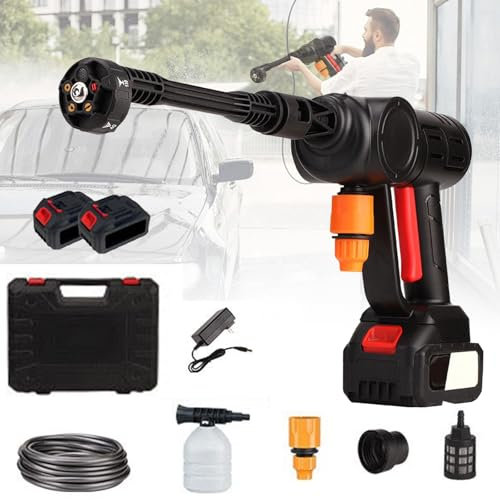 Nettoyeur Haute Pression Portatif à Batterie Mobile - 30 Bar avec 2 Batteries de 21 V - Pour Voiture, Pelouse, Piscine (Noir)