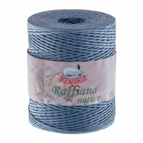 200g Papiergarn Raffiana Nature zum Häkeln Bastband gezwirnt Farbauswahl, Farbe:jeansblau