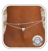 Kenivira Tobilleras Pulseras Plata De Ley 925 Ajustable Impermeable Pulsera Tobillera Mujer Pulseras Tobilleras Joyería De Playa