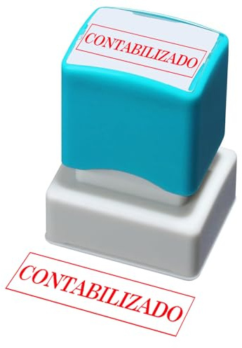 Sello CONTABILIZADO - Sello Autotintable para Oficina y Contabilidad, Tinta Roja, 40x20 mm - Para Facturas y Documentos Fiscales