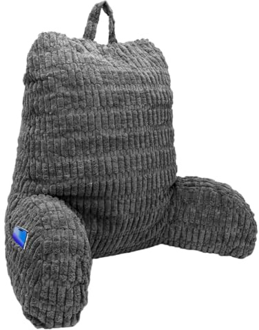 CEWROM Cuscino da Lettura, grande schienale per adulti con braccioli, 80 * 40 * 55CM, supporto per la schiena per sedersi a letto, per Leggere/Rilassarsi/Guardare La TV, con Tasca e Fodera Lavabile