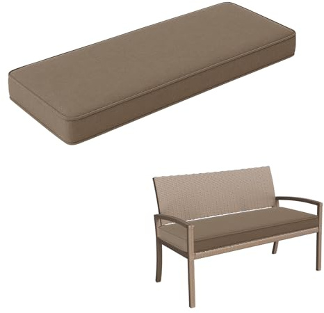Genérico Cojines para Banco de Lino para jardín y terraza, cojin Banco Exterior con Espuma 50D, Base Antideslizante y Cintas, Funda con Cremallera y Doble Ribete,Black Coffee,120X30X5cm