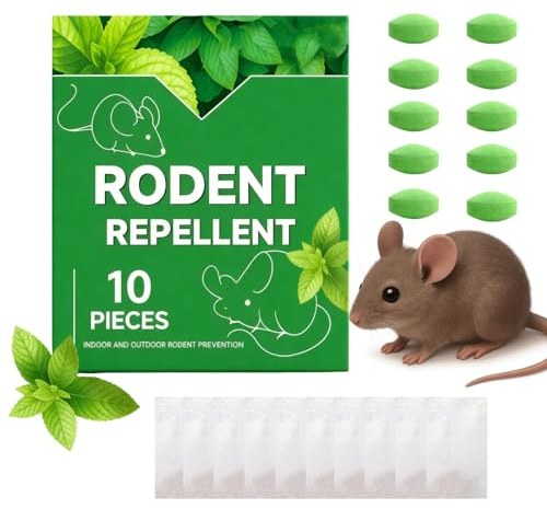 Rattengift Extra Stark mit Netz, 10 Stück Mäusegift für Innenräume, Mäuse Vertreiben mit Pfefferminzöl, Rattenköder Mäuseköder Giftköder Ratten Mäuseabwehrmittel Rattenabwehr für Häuser Garagen Garten