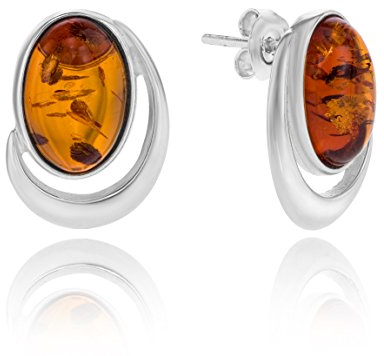 Copal Zeitloser Ohrstecker Mit Echtem Bernstein Und Sterling Silber