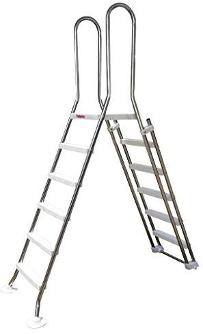 New Plast 0847 Escalera Top Inoxidable de Seguridad para Piscinas, Acero, 75 x 195 x 235 cm