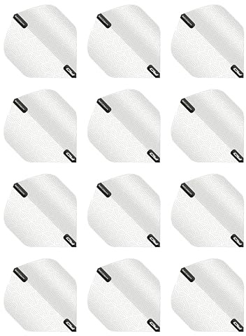 RED DRAGON Hardcore XT White Patterned Extra Thick Standard Dart Flights - (4 Sätze pro Packung)